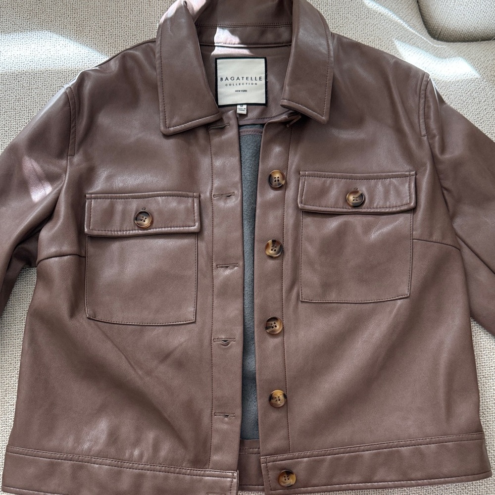 Bagatelle Brown Leather Shirt Jacket